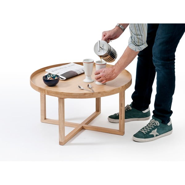 Round kerek tölgyfa asztal, ⌀ 66 cm - Wireworks-image-1