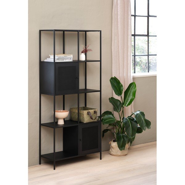 Fekete fém könyvespolc 80x180 cm Malibu – Unique Furniture-image-1