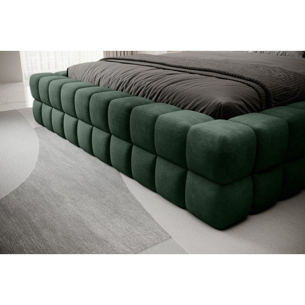 Sötétzöld kárpitozott ágyneműtartós franciaágy ágyráccsal 140x200 cm Dizzle – ELTAP-image-4