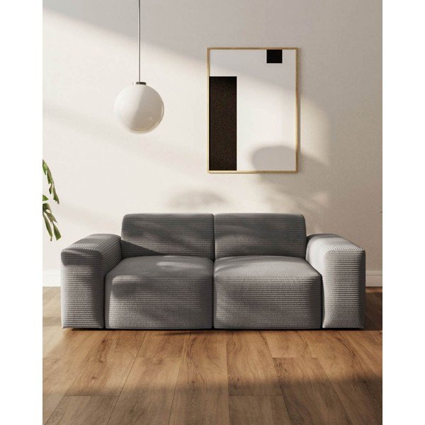 Szürke kordbársony kanapé 205 cm Fluvio – MESONICA-image-3