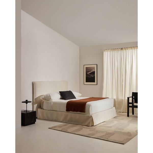 Fehér kárpitozott franciaágy 180x200 cm Jaira – Kave Home-image-1