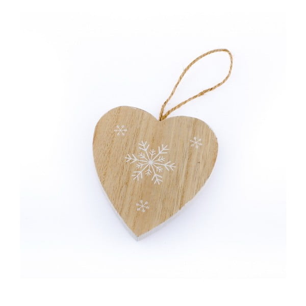 Snowflake fából készült felakasztható szív, magasság 6,5 cm - Dakls