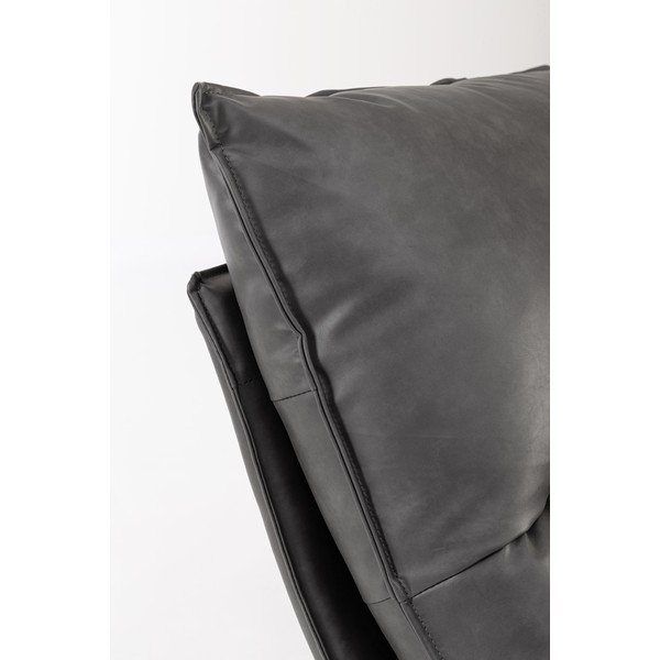 Sötétszürke tárolóhelyes bőrutánzat fotel Alanez – Bizzotto-image-1