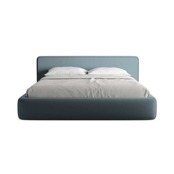 Kék kárpitozott ágyneműtartós franciaágy ágyráccsal 180x200 cm Kiana – Makamii-image-4