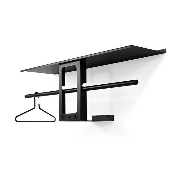 Fekete acél fali fogas polccal 100 cm Luno Small – Spinder Design