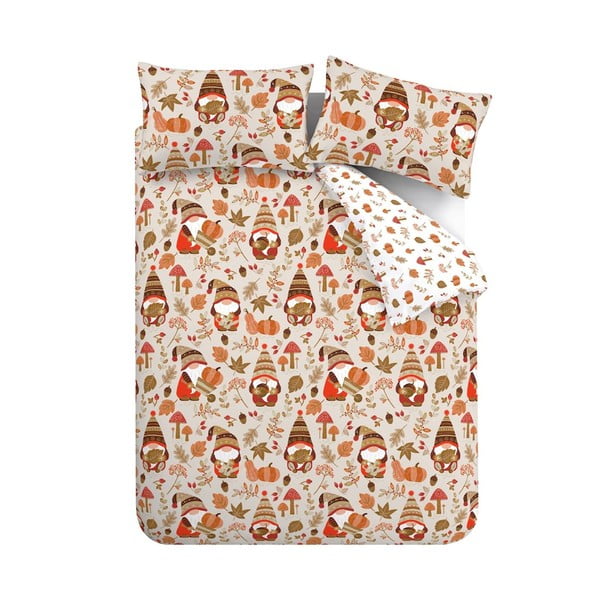 Narancssárga-barna kétszemélyes-hosszabbított ágyneműhuzat 230x220 cm Woodland Gonks – Catherine Lansfield