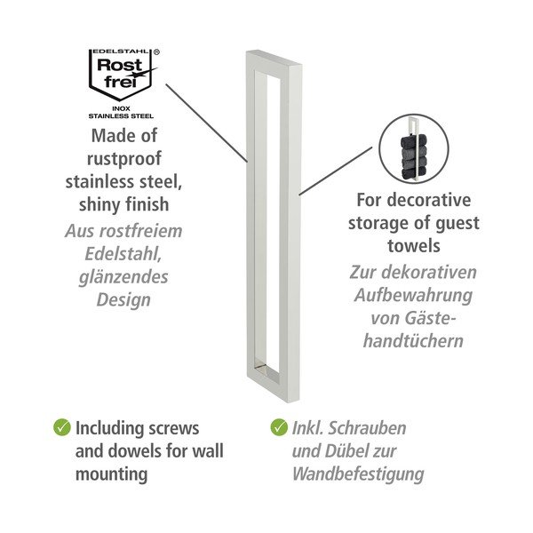 Fali rozsdamentes acél törölközőtartó Reitani – Wenko-image-3