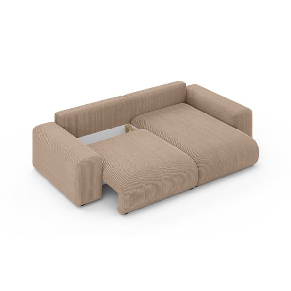 Bézs kordbársony kinyitható tárolóhelyes sarokkanapé (variálható sarok) Luma – Ropez-image-4