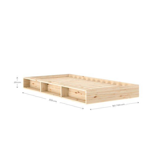 Világos natúr színű borovi fenyő egyszemélyes ágy ágytámla nélkül ágyráccsal 90x200 cm Ziggy – Karup-image-2