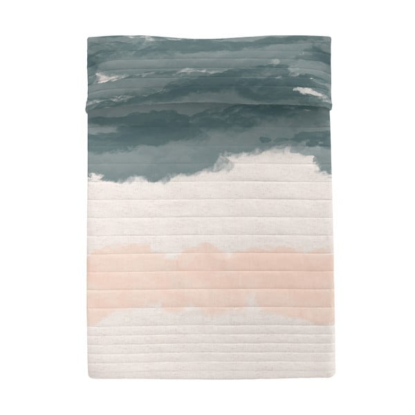 Rózsaszín-szürke pamut steppelt ágytakaró 180x260 cm Seaside – Blanc
