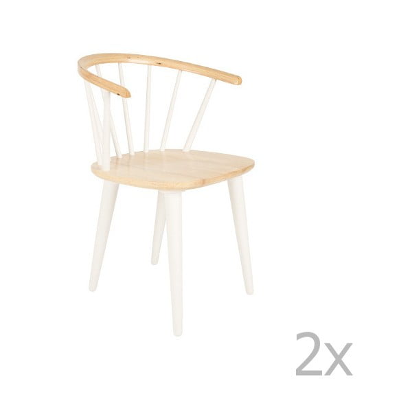 Gee fehér kaucsukfa szék szett, 2 db-os - White Label