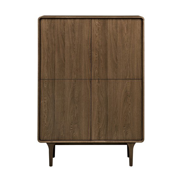 Sötétbarna szekrény tölgyfa dekorral 100x140x40 cm Darwin – House Nordic-image-4