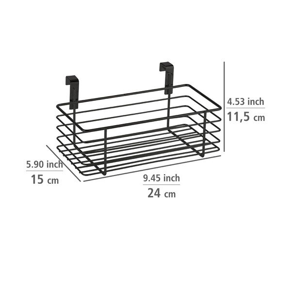 Slim fekete fém függőkosár konyhaszekrény ajtóra, 24 x 15 cm - Wenko-image-2