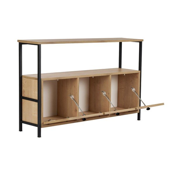 Világos natúr színű konzolasztal tölgyfa dekorral 29,5x120 cm Solace – Kalune Design-image-3