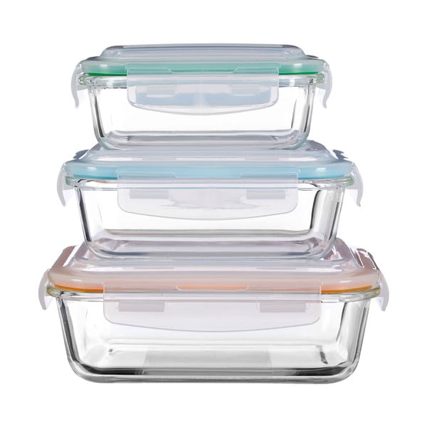 Üveg-szilikon élelmiszertartó doboz szett 3 db-os Freska – Premier Housewares