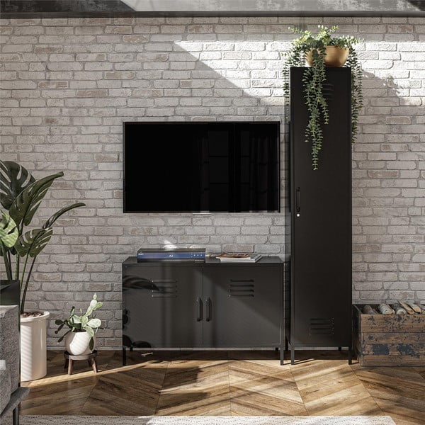 Fekete fém szekrény 38x185x40 cm Mission District – Støraa-image-1