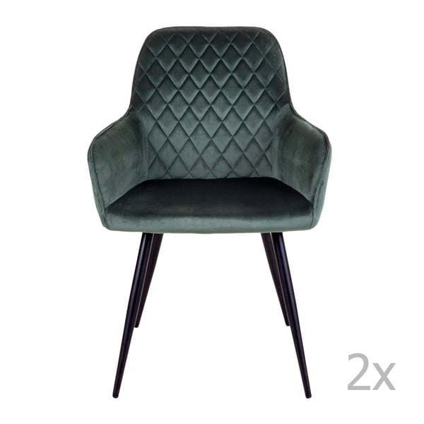 Sötétzöld kárpitozott étkezőfotel szett 2 db-os Harbo – House Nordic-image-2