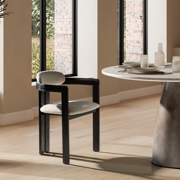 Fehér-fekete kárpitozott karfás étkezőfotel szett 2 db-os Eiden – MOME-image-1