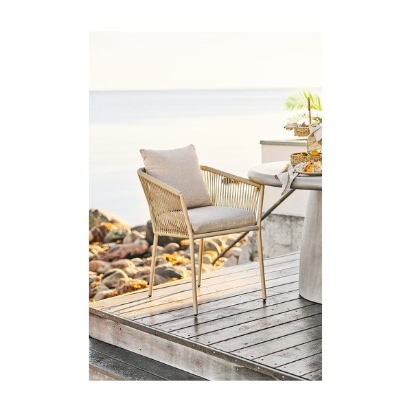 Bézs fém-párnázott kerti szék Salerno – House Nordic-image-1