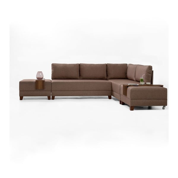 Home Diana barna kinyitható kanapé és 2 áthelyezhető tartó, jobb sarok - Balcab