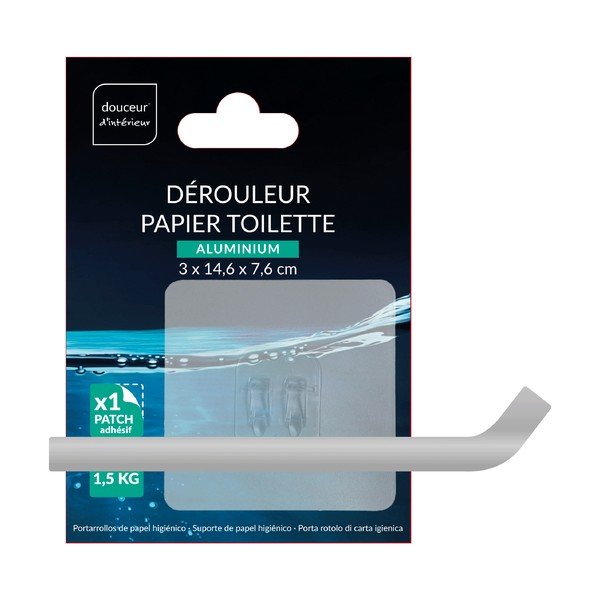 Fényes ezüstszínű öntapadós fém WC-papír tartó Filaire Aluminium – douceur d'intérieur-image-2