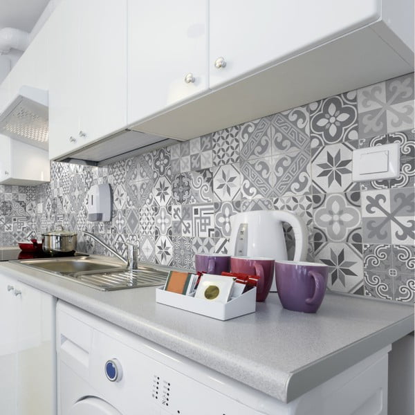Wall Decal Cement Tiles Azulejos Micalina 24 db-os falmatrica szett, 15 x 15 cm - Ambiance-image-1