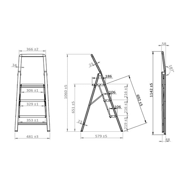 Compact szürke létra, magasság 114,5 cm-image-4