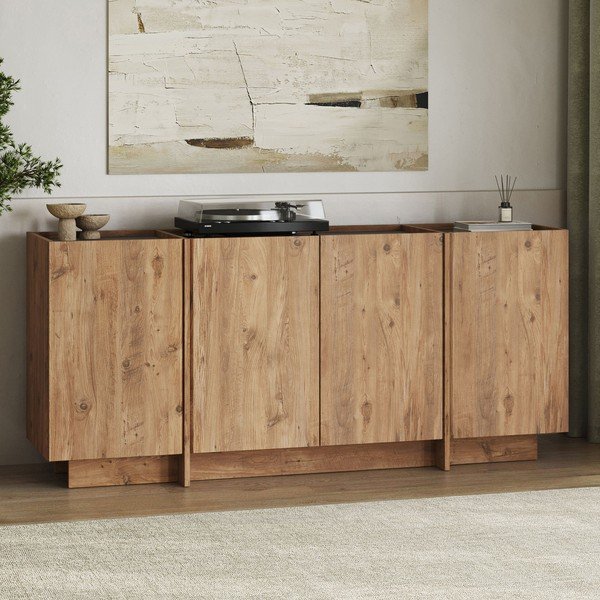 Natúr színű komód kábellyukkal borovi fenyő dekorral 180x80x45 cm Dorma – Kalune Design-image-3