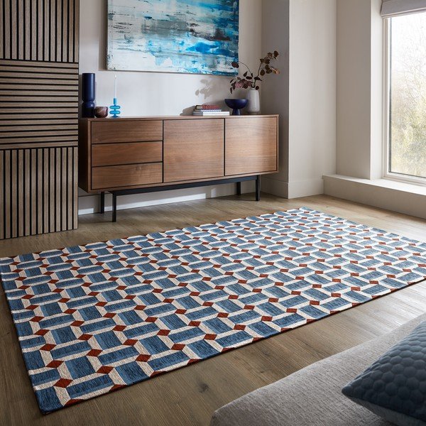 Kék szőnyeg 120x170 cm Lennox Geometric – Flair Rugs-image-1