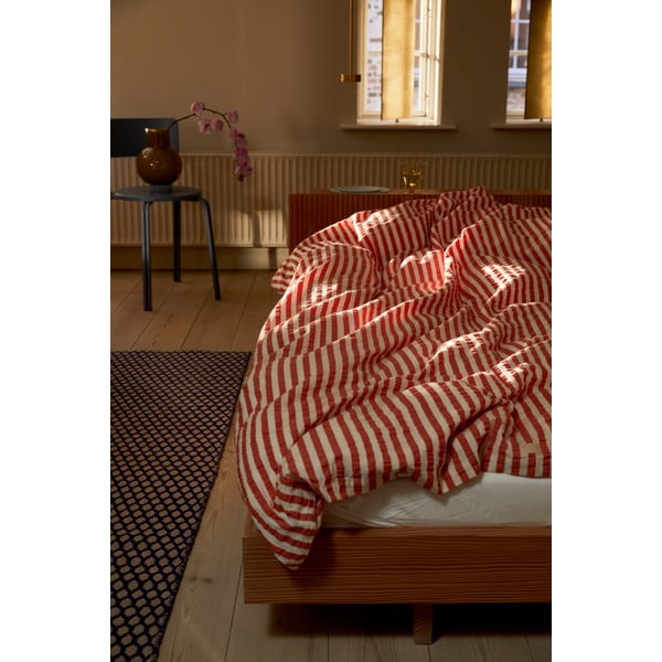 Téglavörös-bézs egyszemélyes krepp ágyneműhuzat 140x200 cm Bæk&Bølge – JUNA-image-4