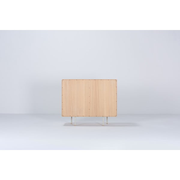 Fehér-natúr színű tölgyfa alacsony komód 118x100 cm Fina – Gazzda-image-4