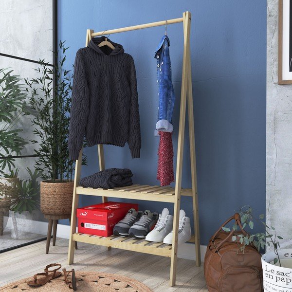 Natúr színű ruhatartó állvány tölgyfa dekorral Susanne – Kalune Design-image-4