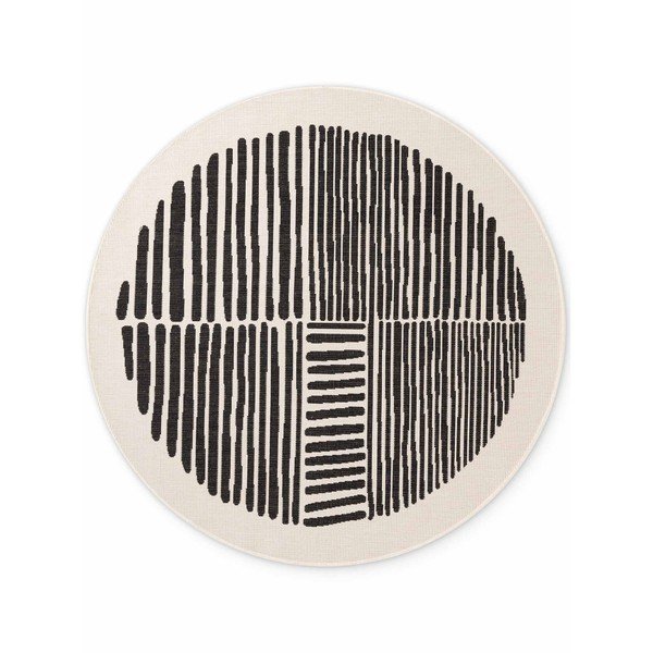 Fekete-krémszínű kerek kültéri-beltéri szőnyeg ø 160 cm Haringey Bounds – Ted Baker