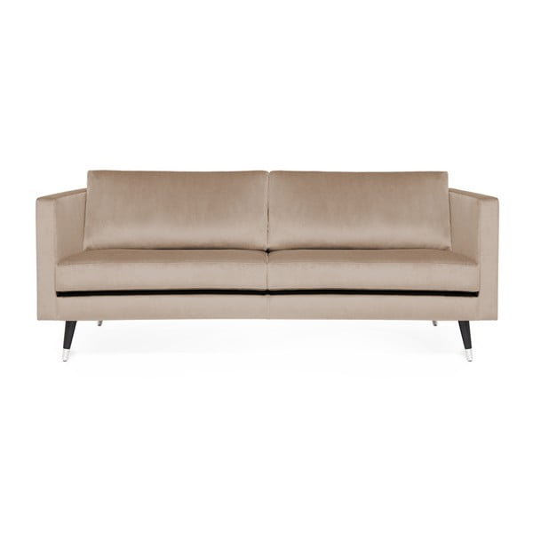 Meyer Velvet bézs 3 személyes kanapé, ezüstszínű lábakkal - Vivonita