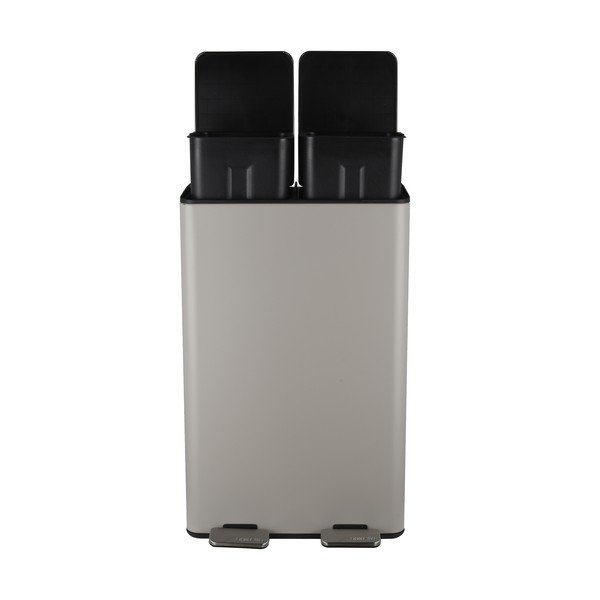 Szürkésbarna acél szelektív pedálos szemetes 2x30 l   Aliya – Spirella-image-2