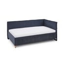Sötétkék kárpitozott ágyneműtartós sarok gyerekágy ágyráccsal 140x200 cm Fun – Meise Möbel