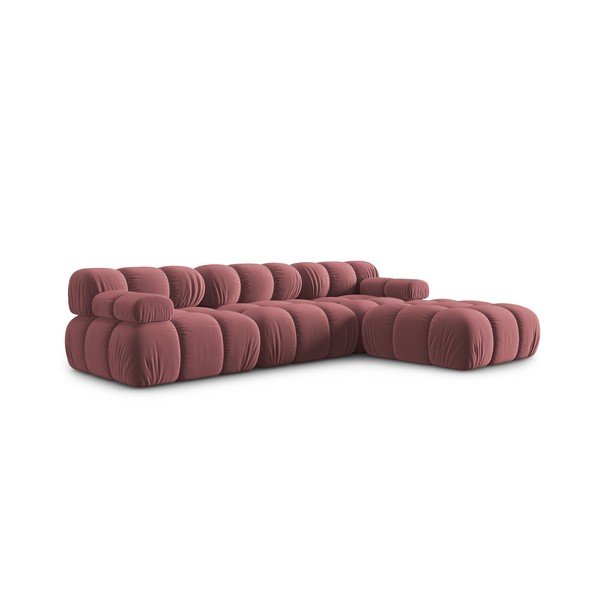 Rózsaszín bársony sarokkanapé Bellis – Micadoni Home-image-3