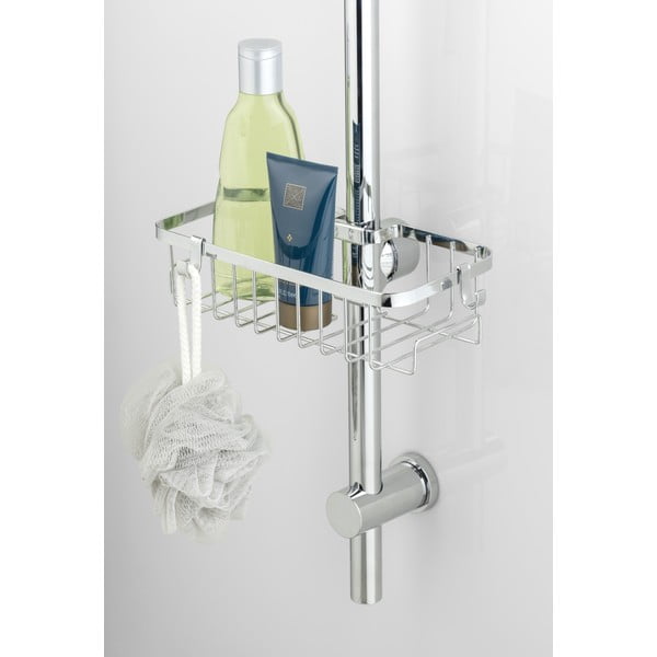 Ezüstszínű öntapadós rozsdamentes acél fürdőszobai polc Floresta – Wenko-image-1