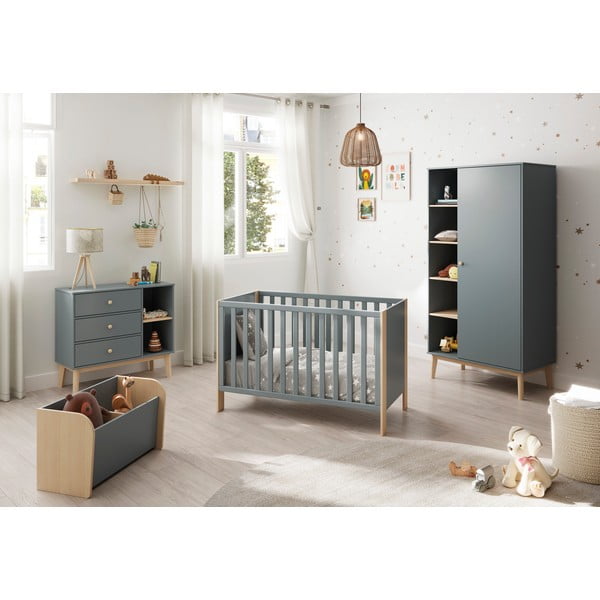 Natúr színű-szürkészöld babaágy 60x120 cm Esteban – Marckeric-image-1