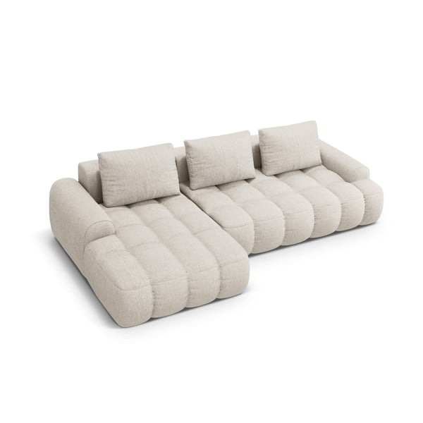 Bézs kinyitható-tárolóhelyes sarokkanapé (bal oldali-heverő résszel) Linz – Cosmopolitan Design-image-3