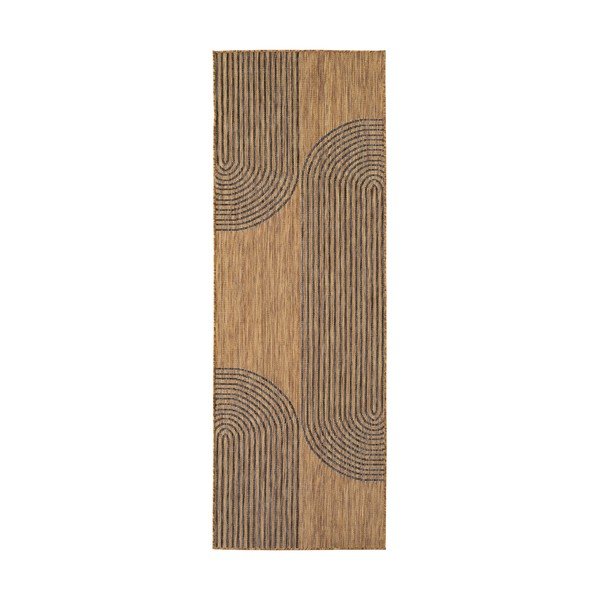 Fekete-barna kültéri-beltéri futószőnyeg 80x250 cm Mira 1453 – Ayyildiz Carpets