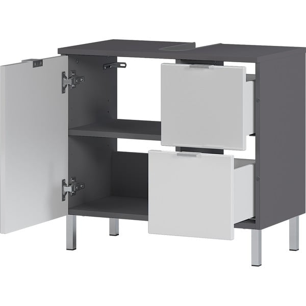 Mauresa fehér-szürke szekrény a mosdó alá, szélesség 60 cm - Germania-image-3