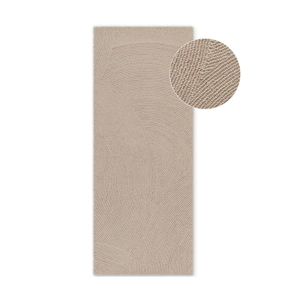 Bézs kézi szövésű gyapjú futószőnyeg 80x200 cm Eleni Light Beige – Hanse Home