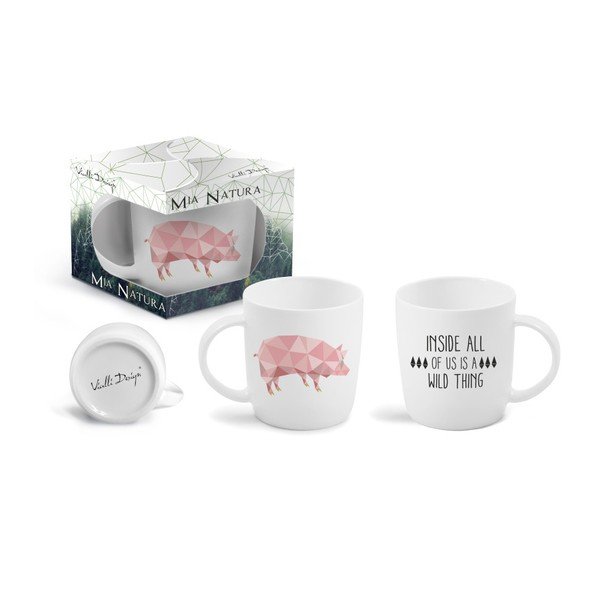 Pig csontporcelán bögre nyomattal mindkét oldalán, 370 ml - Vialli Design-image-1