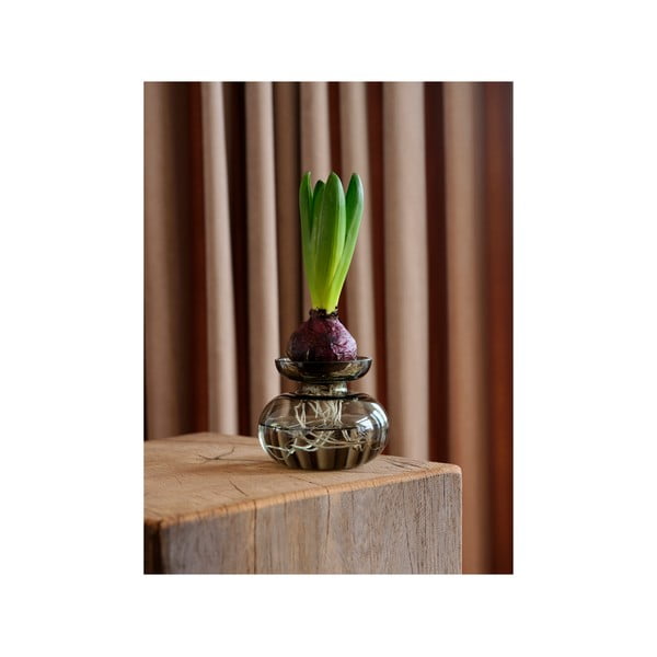 Világosszürke kézzel készített üveg váza (magasság 9 cm) Inu – Zone-image-4