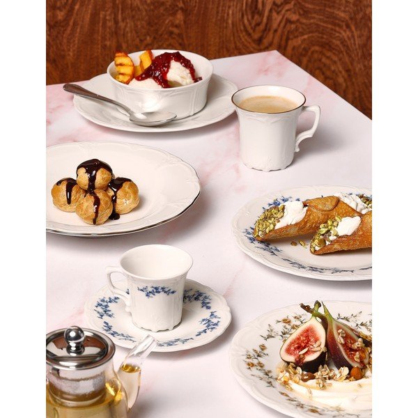 Fehér-kék porcelán csészealj ø 12 cm Retro – BonBistro-image-1