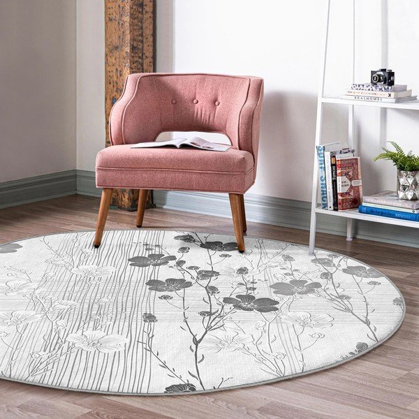 Szürke mosható-robotporszívóval tisztítható kerek szőnyeg ø 80 cm Comfort – Mila Home-image-4