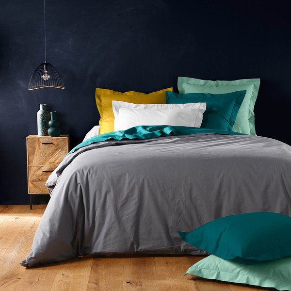 Fekete kétszemélyes-hosszabbított pamut paplanhuzat 240x220 cm Lina – douceur d'intérieur-image-3