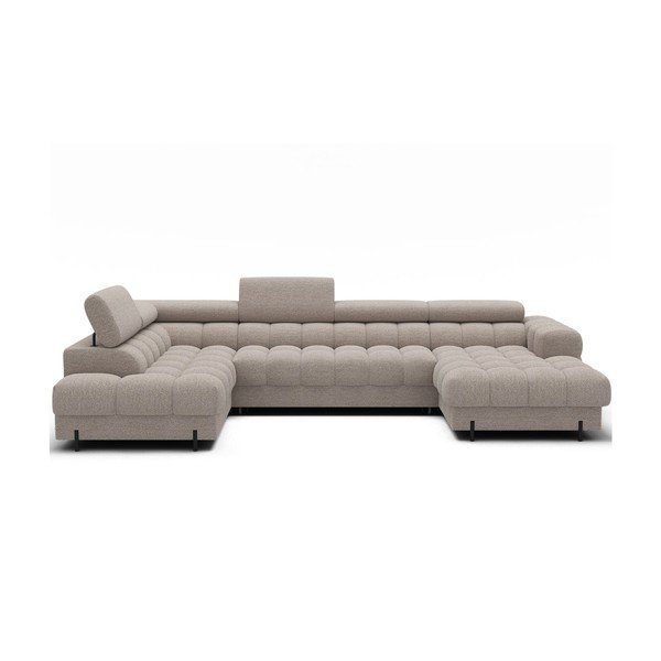Bézs buklé kinyitható sarokkanapé (bal oldali-U alakú) Feraria – ELTAP