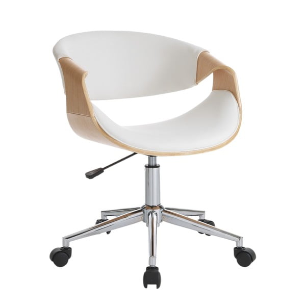 Fehér-natúr színű bőrutánzat irodai szék Visby – Tomasucci
